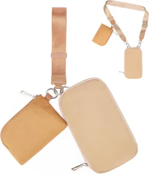 Dual Pouch Wristlet Portable Mini Wallet Detachable Card Holder Small Coin Purse Handbag for Women