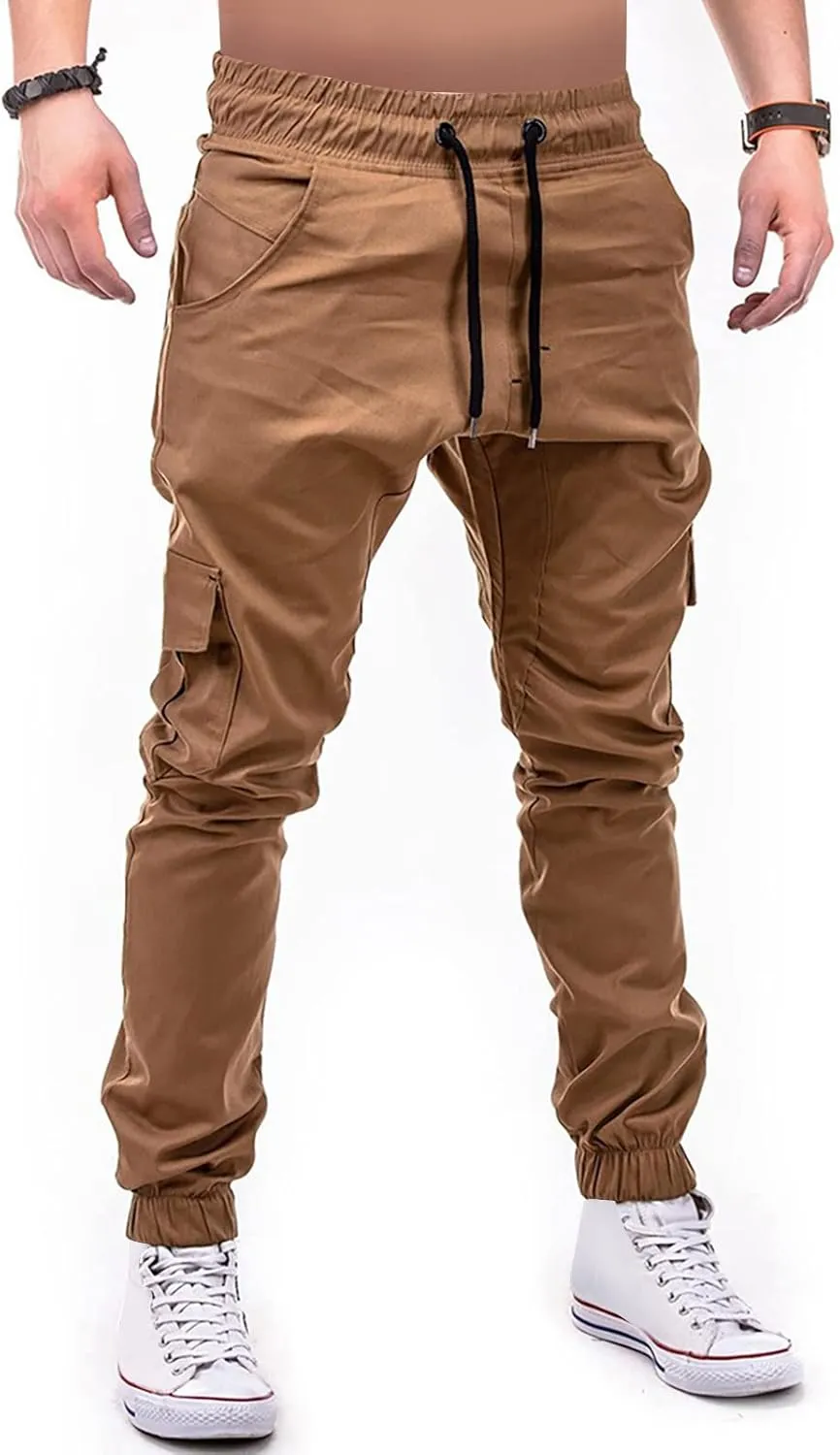 DuDubaby Mens Lounge Pants Mens Stretch Pants Overalls Drawstring Multi Pocket Casual Pants Hiking Pants Cotton Twill Pants