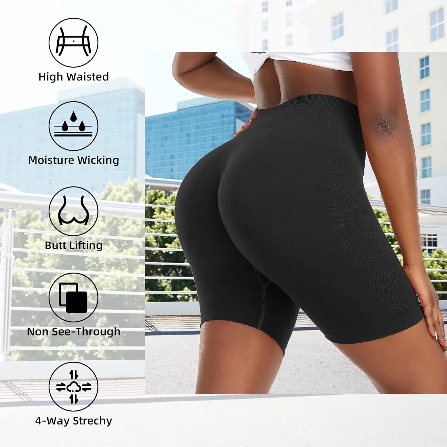 Durio Womens Gym Shorts High Waist Compression Shorts for Women Tummy Control Workout Shorts Womens Bike Shorts Scrunch Butt