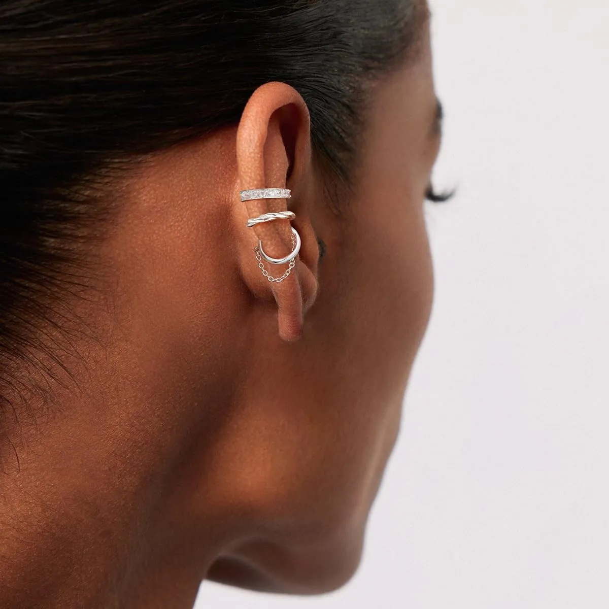 Ear Cuff Earrings for Women Non Piercing: 14k Gold/Silver Plated Clip on Earrings Stacks Fake Helix Cartilage Earrings Hypoallergenic Cubic Zirconia Cuff Chain Earrings for Non Pierced Ears