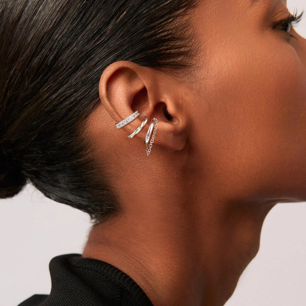 Ear Cuff Earrings for Women Non Piercing: 14k Gold/Silver Plated Clip on Earrings Stacks Fake Helix Cartilage Earrings Hypoallergenic Cubic Zirconia Cuff Chain Earrings for Non Pierced Ears
