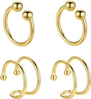 Ear Cuffs For Women Non Piercing, 925 Sterling Silver Ear Cuff Earrings For Womens, 14K Gold Plated Ear Cuffs Non Piercing Fake Helix Cartilage Clip On Earrings For Women Men Unisex