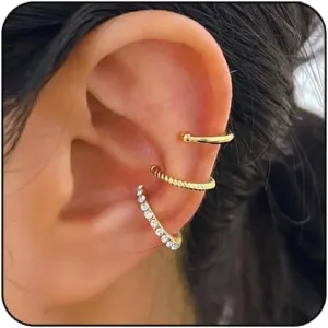 Ear Cuffs for Women,Cubic Zirconia Sparkling Round Huggie Ear Cuff,Non Pierced Ear Clips Cartilage Earring