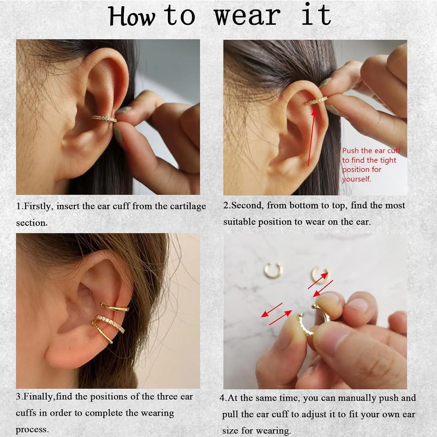 Ear Cuffs Non Piercing Cubic Zirconia Ear Cuff Earrings for Women Trendy Gold Clip on Earrings for Women Gifts Trendy Stuff Hypoallergenic Cartilage Earrings Jewelry
