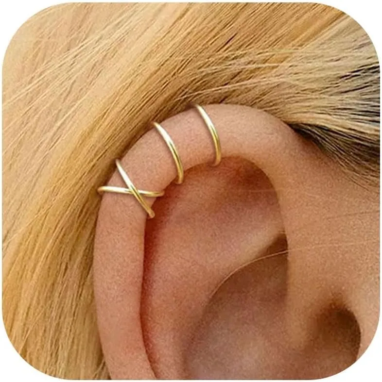 Ear Cuffs Non Piercing Cubic Zirconia Ear Cuff Earrings for Women Trendy Gold Clip on Earrings for Women Gifts Trendy Stuff Hypoallergenic Cartilage Earrings Jewelry