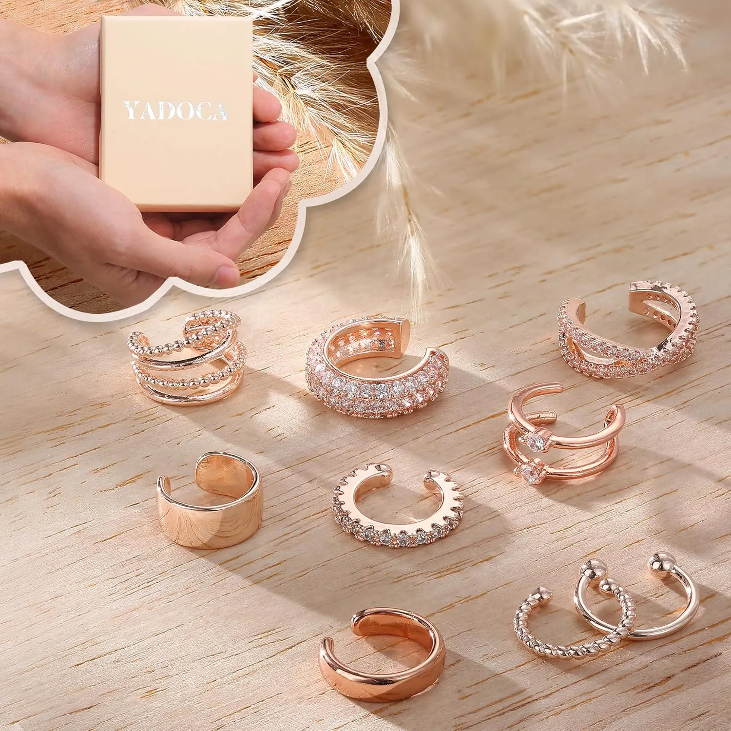 Ear Cuffs Non Piercing Earrings for Women Trendy Lightweight Gold Silver Clip On Fake Earrings Non Pierced Cartilage Ear Cuff Jewelry Set