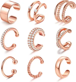 Ear Cuffs Non Piercing Earrings for Women Trendy Lightweight Gold Silver Clip On Fake Earrings Non Pierced Cartilage Ear Cuff Jewelry Set