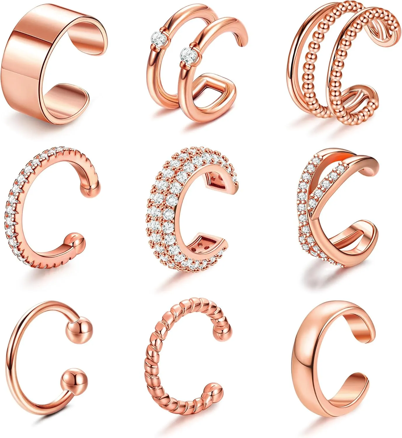 Ear Cuffs Non Piercing Earrings for Women Trendy Lightweight Gold Silver Clip On Fake Earrings Non Pierced Cartilage Ear Cuff Jewelry Set