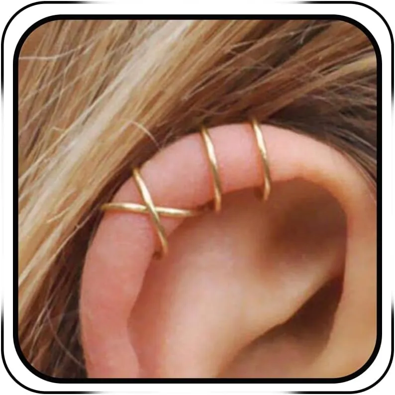 Ear Cuffs Non Piercing for Women,Trendy 14K Gold Plated Non Pierced Ears Clip on Cartilage Earring Fake Earrings Cartilage Earring Set Stack Jewelry