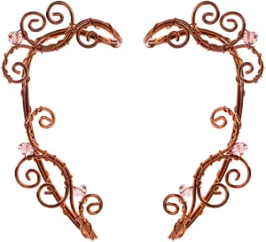 ERINGOGO Elf Ear Cuffs for Women, Handmade Elven Cuffs Non Piercing, Fairy Earrings Cuff Beads Wing for Cosplay Costume Wedding Halloween