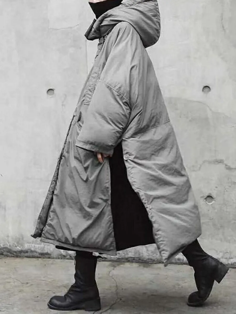 Extra Loose Solid Color Warm Winter Jacket for Women