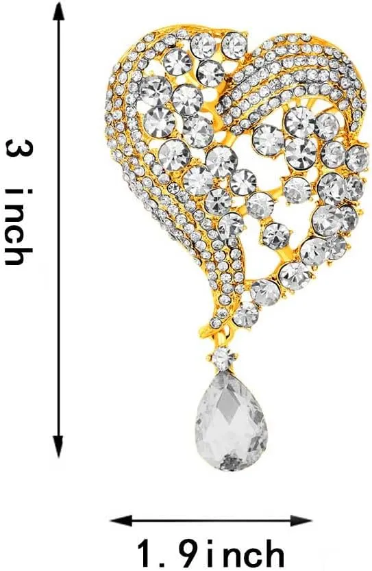 Ezing 4 Pcs Silver Gold Plated Crystal Rhinestones Brooch for Women Wedding Bouquet Decorations