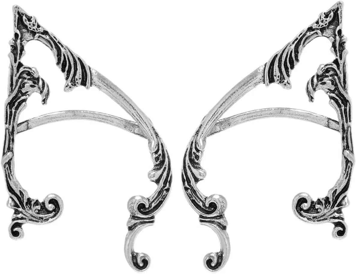 Fairy Ear Cuff Wrap for Women Gothic Elf Ears Cuffs Elven Wings Earrings Cuffs Halloween Cosplay Decorations Accessories