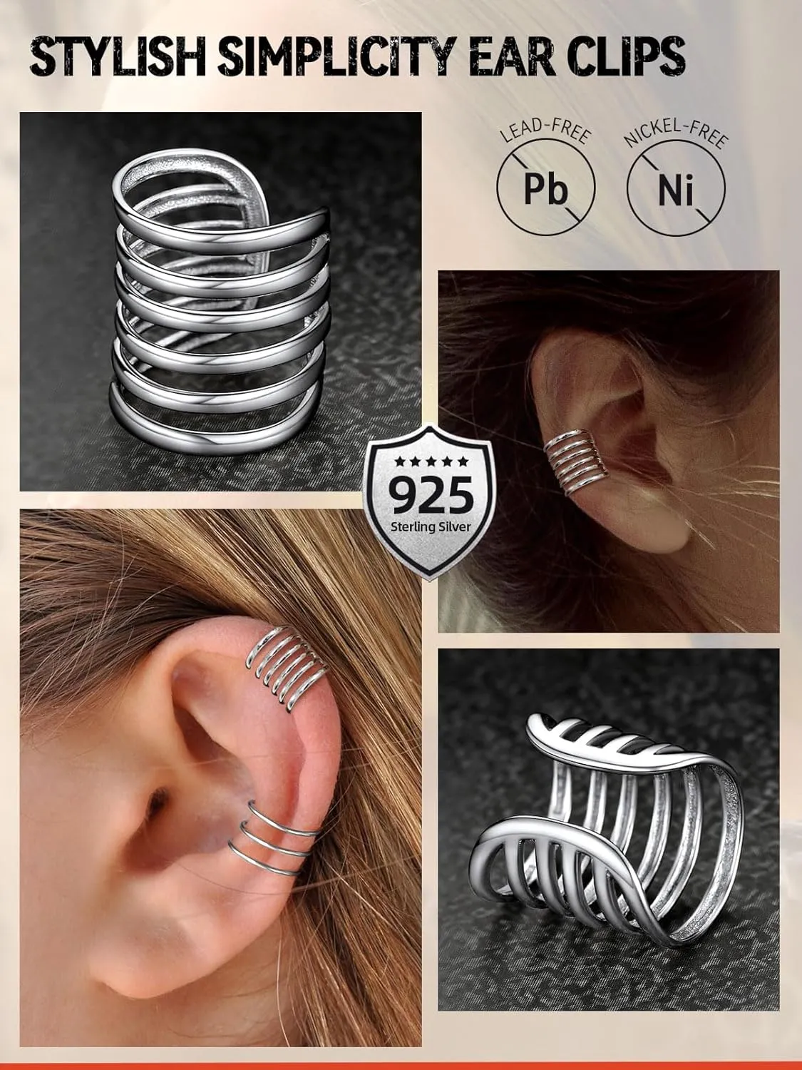 FaithHeart Ear Cuff Earrings for Women Non Piercing Lightweight Sterling Silver Ear Cuff for Non Pierced Ears Hypoallergenic Fake Earrings with Gift Box
