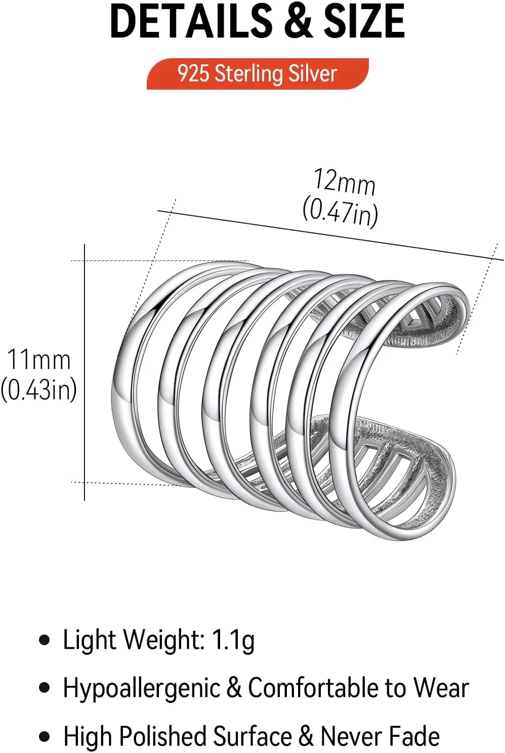 FaithHeart Ear Cuff Earrings for Women Non Piercing Lightweight Sterling Silver Ear Cuff for Non Pierced Ears Hypoallergenic Fake Earrings with Gift Box