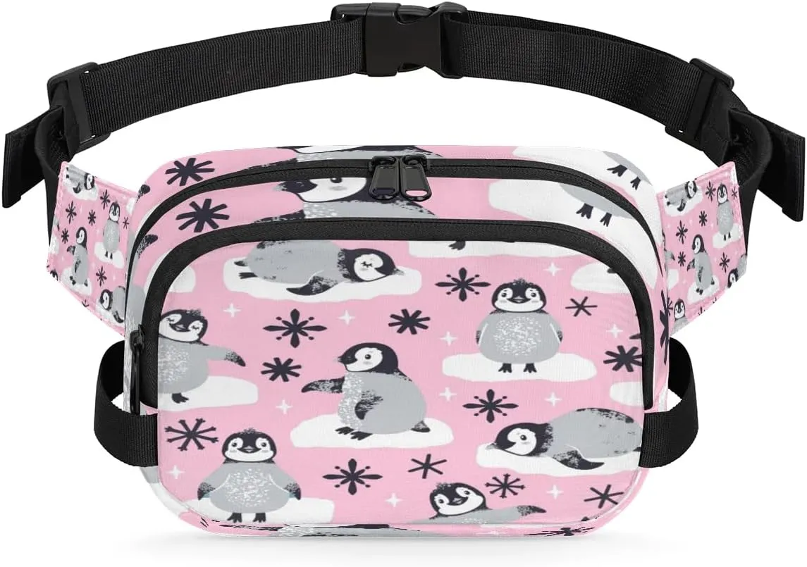 Fanny Pack for Men Women, Waterproof Sports Waist Bag Pack, Penguins Belt Bag for Travel Hiking Running, Travel Chest Bag with Adjustable Strap, Cute Penguins