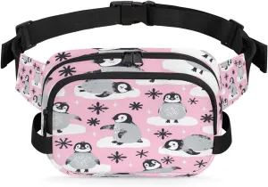 Fanny Pack for Men Women, Waterproof Sports Waist Bag Pack, Penguins Belt Bag for Travel Hiking Running, Travel Chest Bag with Adjustable Strap, Cute Penguins