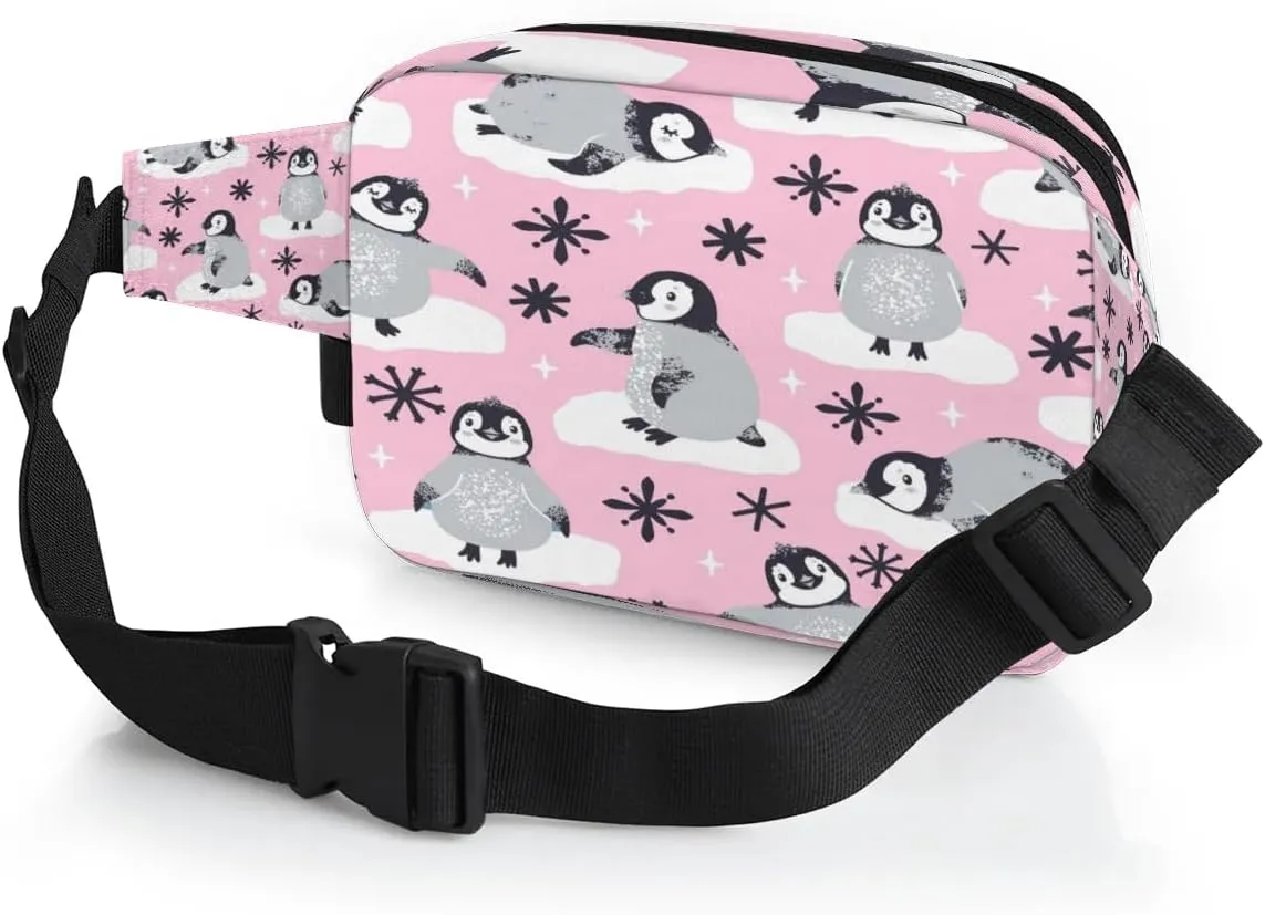 Fanny Pack for Men Women, Waterproof Sports Waist Bag Pack, Penguins Belt Bag for Travel Hiking Running, Travel Chest Bag with Adjustable Strap, Cute Penguins