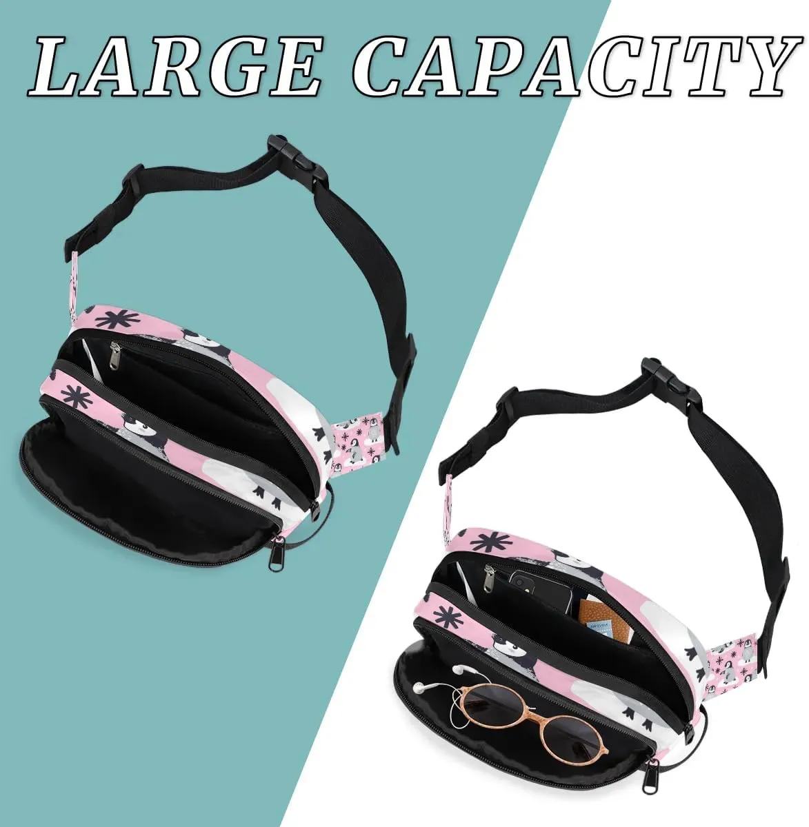 Fanny Pack for Men Women, Waterproof Sports Waist Bag Pack, Penguins Belt Bag for Travel Hiking Running, Travel Chest Bag with Adjustable Strap, Cute Penguins