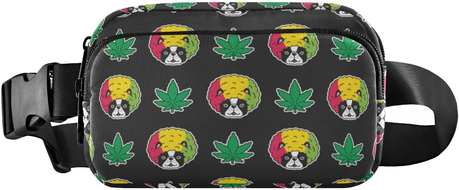 Fanny Pack for Women Men French Bulldog Afro Hair Belt Waist Pack Bum Bag Wallets for Running Cycling Hiking Travel Workout with Adjustable Strap