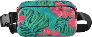 Fanny Pack for Women Men Hibiscus Flower Geometric Tribal Belt Waist Pack Bum Bag Wallets for Running Cycling Hiking Travel Workout with Adjustable Strap