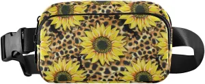 Fanny Pack for Women Men Leopard Print Sunflower Belt Waist Pack Bum Bag Wallets for Running Cycling Hiking Travel Workout with Adjustable Strap