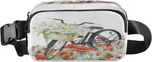 Fanny Packs for Women Men Bicycle Daisy Poppy Belt Bag Waist Pouch Packs Flower Basket Crossbody Bag Running Hiking Fanny Pack Gifts for Girls Boys