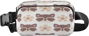 Fanny Packs for Women Men Cute Raccoons Belt Bag Waist Pouch Packs Floral Crossbody Bag Running Hiking Fanny Pack Gifts for Girls Boys