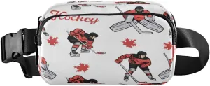 Fanny Packs for Women Men Hockey Players Maple Leaves Belt Bag Waist Pouch Packs Crossbody Bag Running Hiking Fanny Pack Gifts for Girls Boys