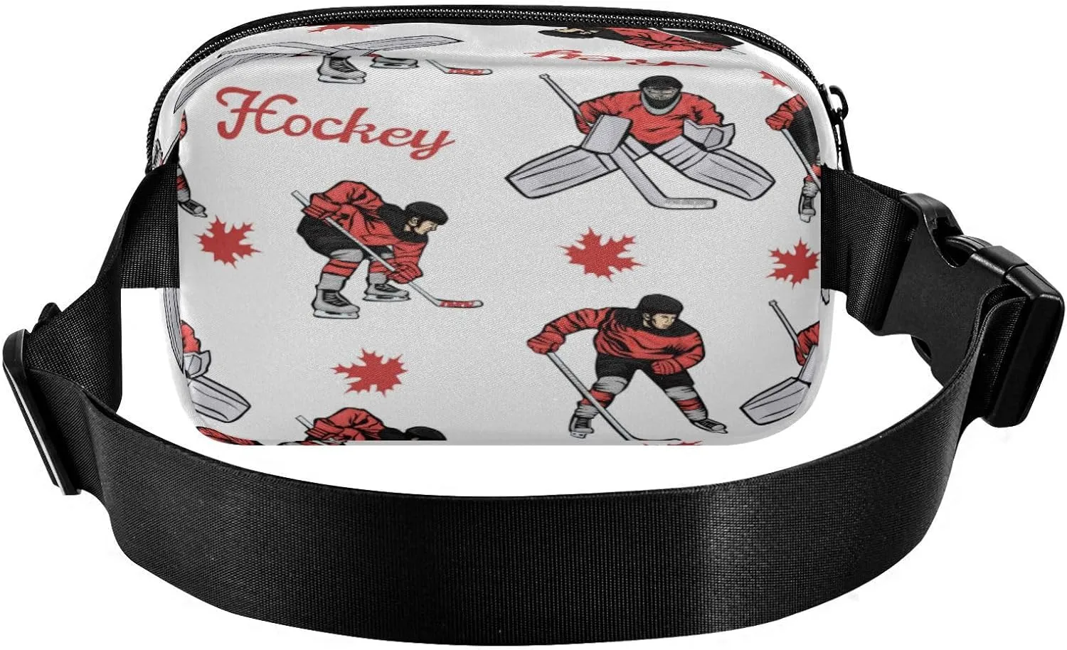 Fanny Packs for Women Men Hockey Players Maple Leaves Belt Bag Waist Pouch Packs Crossbody Bag Running Hiking Fanny Pack Gifts for Girls Boys