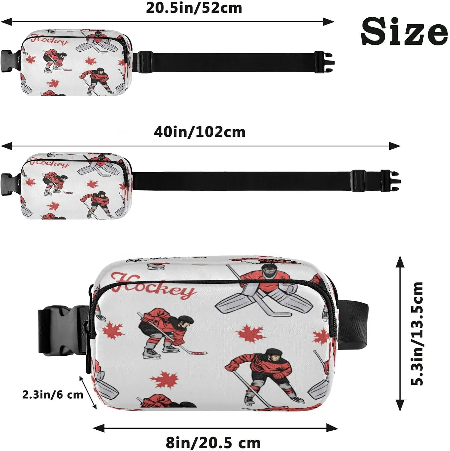 Fanny Packs for Women Men Hockey Players Maple Leaves Belt Bag Waist Pouch Packs Crossbody Bag Running Hiking Fanny Pack Gifts for Girls Boys