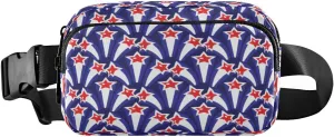 Fanny Packs for Women Men Independence Memorial Day Belt Bag Waist Pouch Packs Patriotic Stars Crossbody Bag Running Hiking Fanny Pack Gifts for Girls Boys