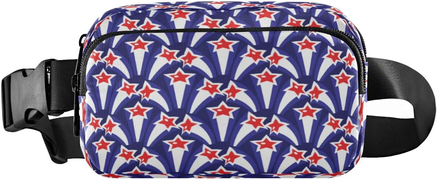 Fanny Packs for Women Men Independence Memorial Day Belt Bag Waist Pouch Packs Patriotic Stars Crossbody Bag Running Hiking Fanny Pack Gifts for Girls Boys