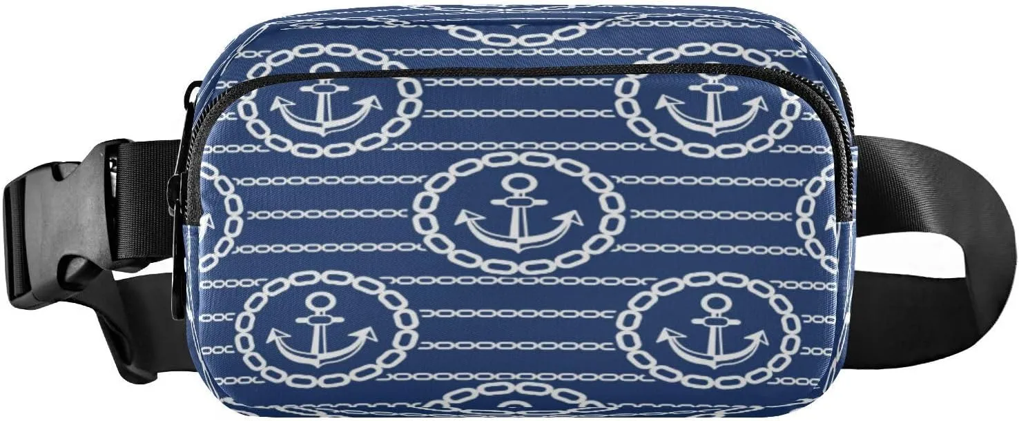 Fanny Packs for Women Men Marine Navy Anchor Belt Bag Waist Pouch Packs Crossbody Bag Running Hiking Fanny Pack Gifts for Girls Boys