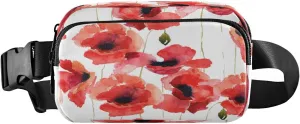Fanny Packs for Women Men Red Poppy Flower Pattern Floral Belt Bag Waist Pouch Packs Cornflowers Poppies Blossom Crossbody Bag Running Hiking Fanny Pack Gifts for Girls Boys
