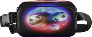 Fanny Packs for Women Men Soccer Ball Flames Lights Belt Bag Waist Pouch Packs Crossbody Bag Running Hiking Fanny Pack Gifts for Girls Boys