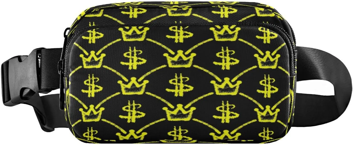 Fanny Packs for Women Men Yellow Crowns Dollar Belt Bag Waist Pouch Packs Crossbody Bag Running Hiking Fanny Pack Gifts for Girls Boys