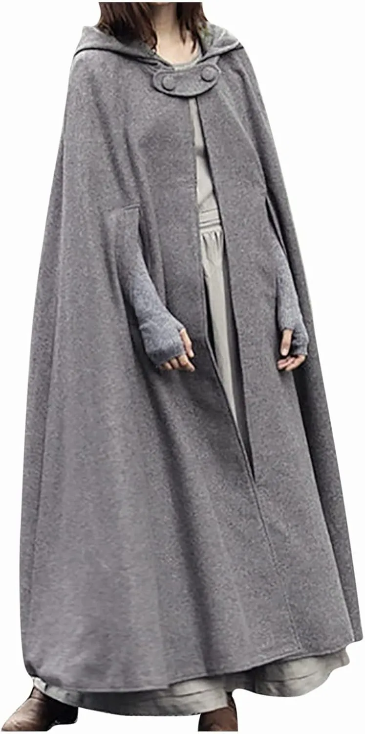 Fashion Fall Winter Winter Coats for Women Solid Hooded Trench Coat Oversized Split Cloak Woolen Outerwear Long Hoodies