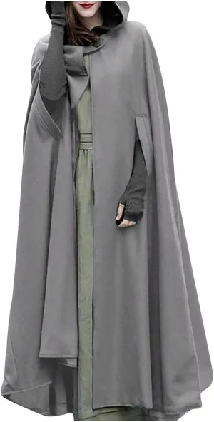 Fashion Fall Winter Winter Coats for Women Solid Hooded Trench Coat Oversized Split Cloak Woolen Outerwear Long Hoodies