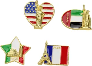 Fashion Lapel Pins Set 4pcs National Flag Brooches for Boys Girls Usa Decor