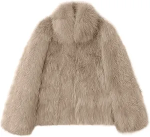 Faux Fur Coat for Women Long Sleeve Loungewear Winter Coats Thicken Stand Collar Jackets Outerwear Clothes