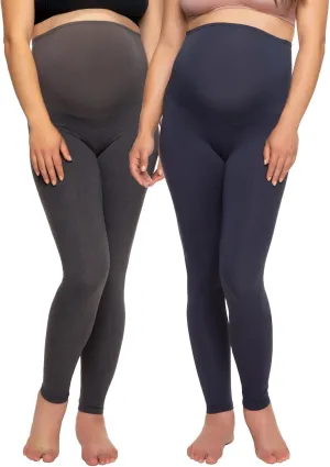 Felina Velvety Soft Maternity Leggings for Women - Yoga Pants for Women - Maternity Clothes - 2-Pack Medium Navy Charcoal - Pregnancy Leggings - Maternity Workout Leggings