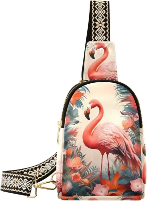 Flamingo Sling Bag for Women Fanny Packs for Women Small Leather Fanny Pack Crossbody Bags Fashion Waist Packs Chest Bag for Travel 21341116