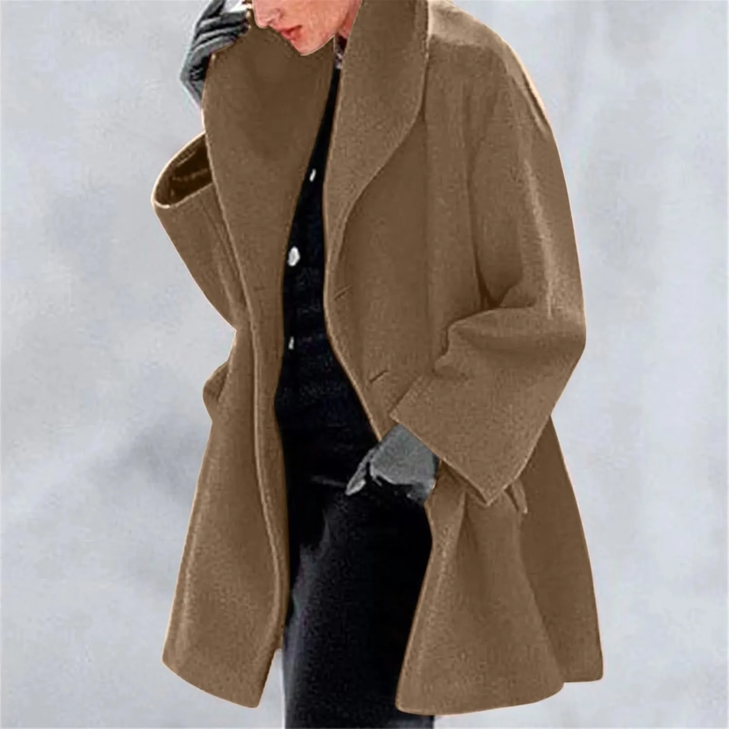 Flannel Jackets for Women Sherpa Fleece Lapel Loose Cardigan Button Down Jackets Winter Warm Outwear with Pockets