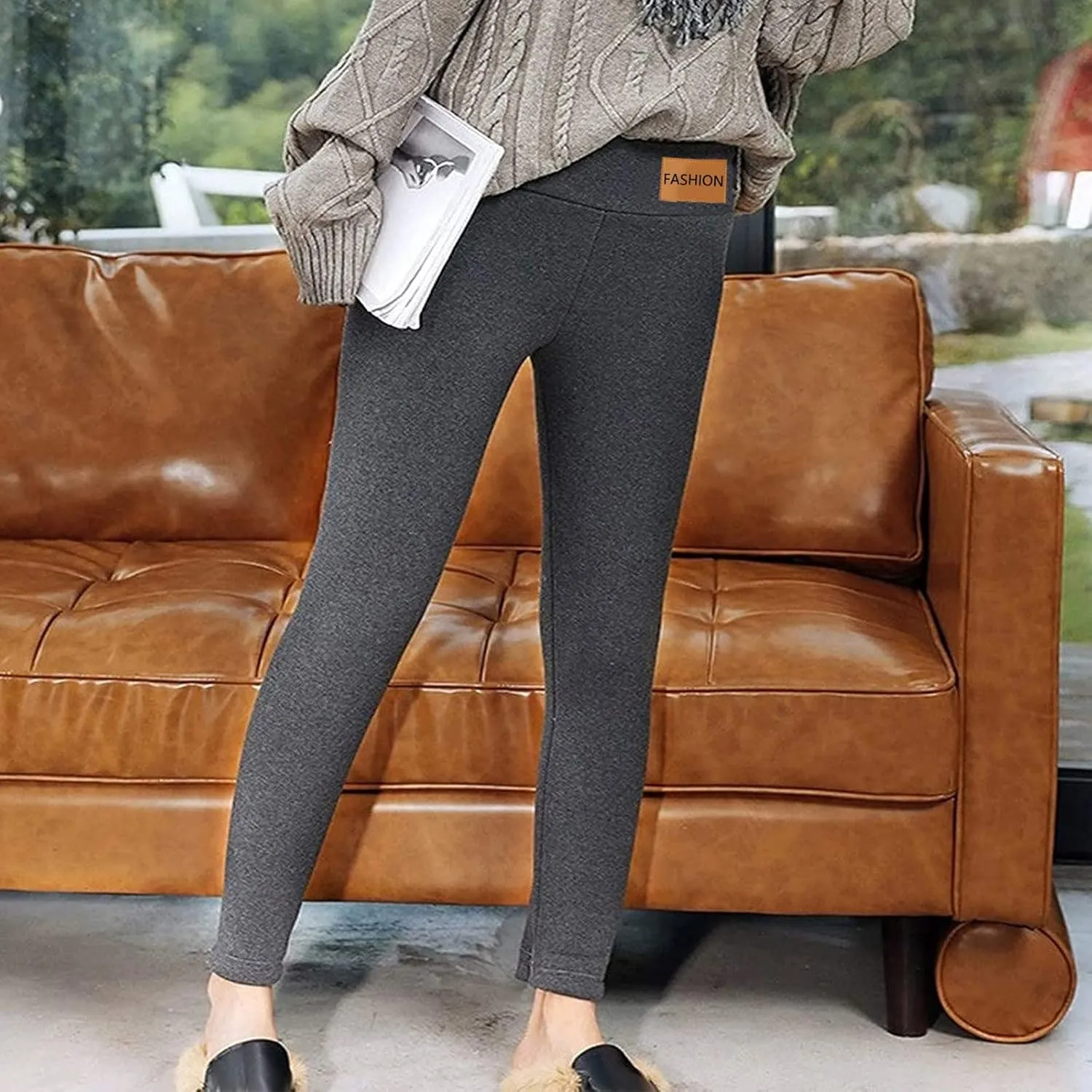 Fleece Lined Pants Women Yoga Pants Elastic High Waist Plush Yoga Pants Thermal Velvet Pants