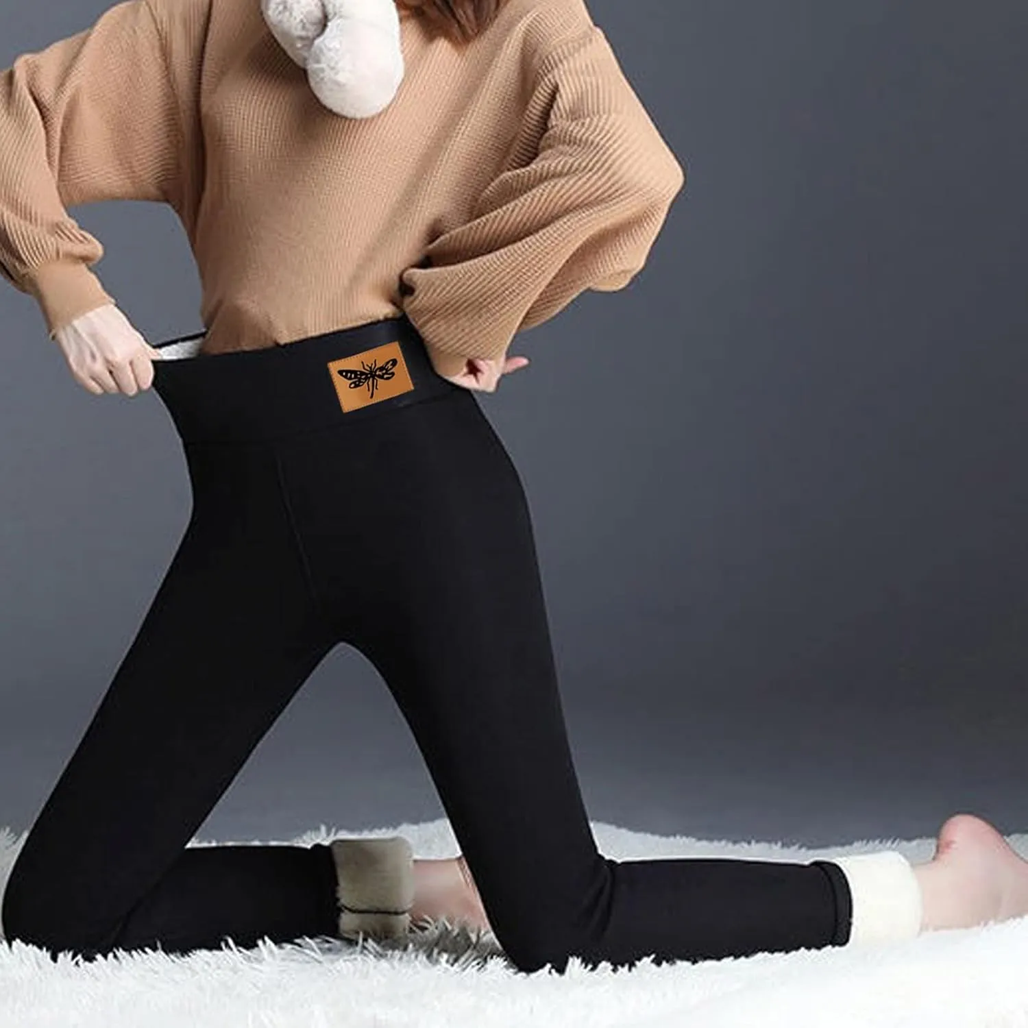 Fleece Lined Pants Women Yoga Pants Elastic High Waist Plush Yoga Pants Thermal Velvet Pants