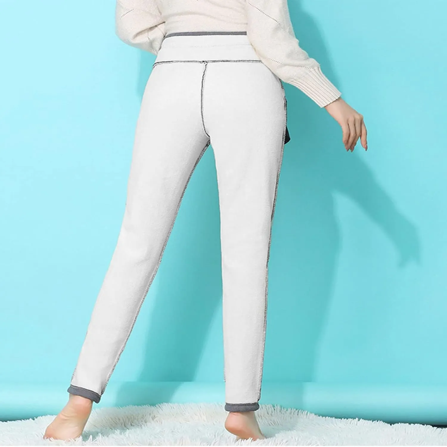 Fleece Lined Pants Women Yoga Pants Elastic High Waist Plush Yoga Pants Thermal Velvet Pants