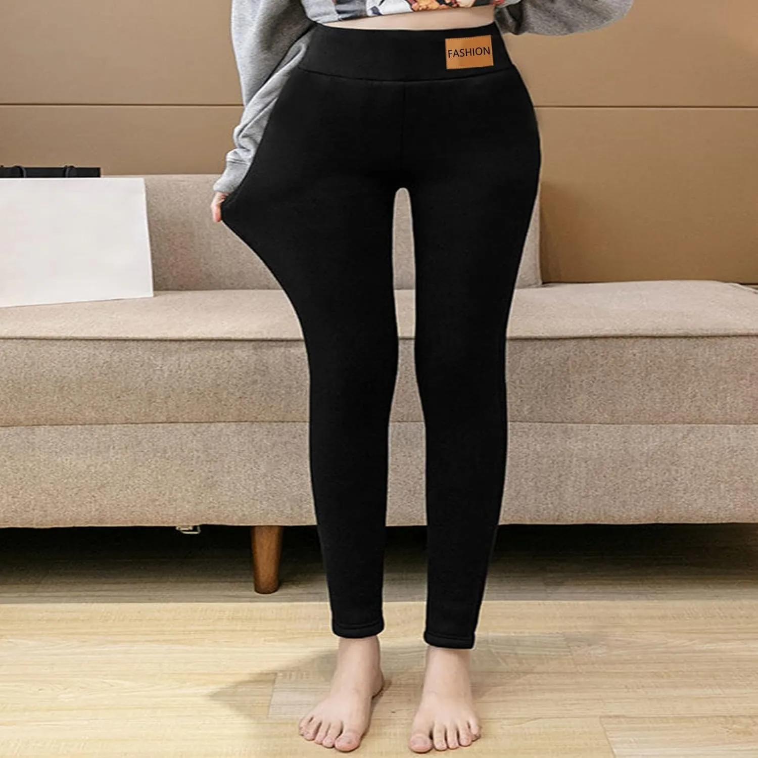 Fleece Lined Pants Women Yoga Pants Elastic High Waist Plush Yoga Pants Thermal Velvet Pants