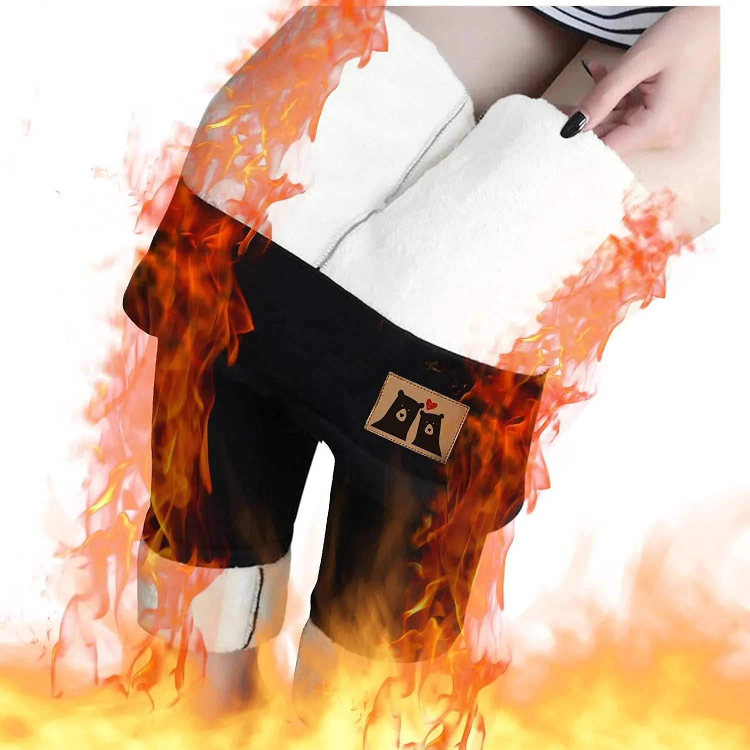 Fleece Lined Pants Women Yoga Pants Elastic High Waist Plush Yoga Pants Thermal Velvet Pants