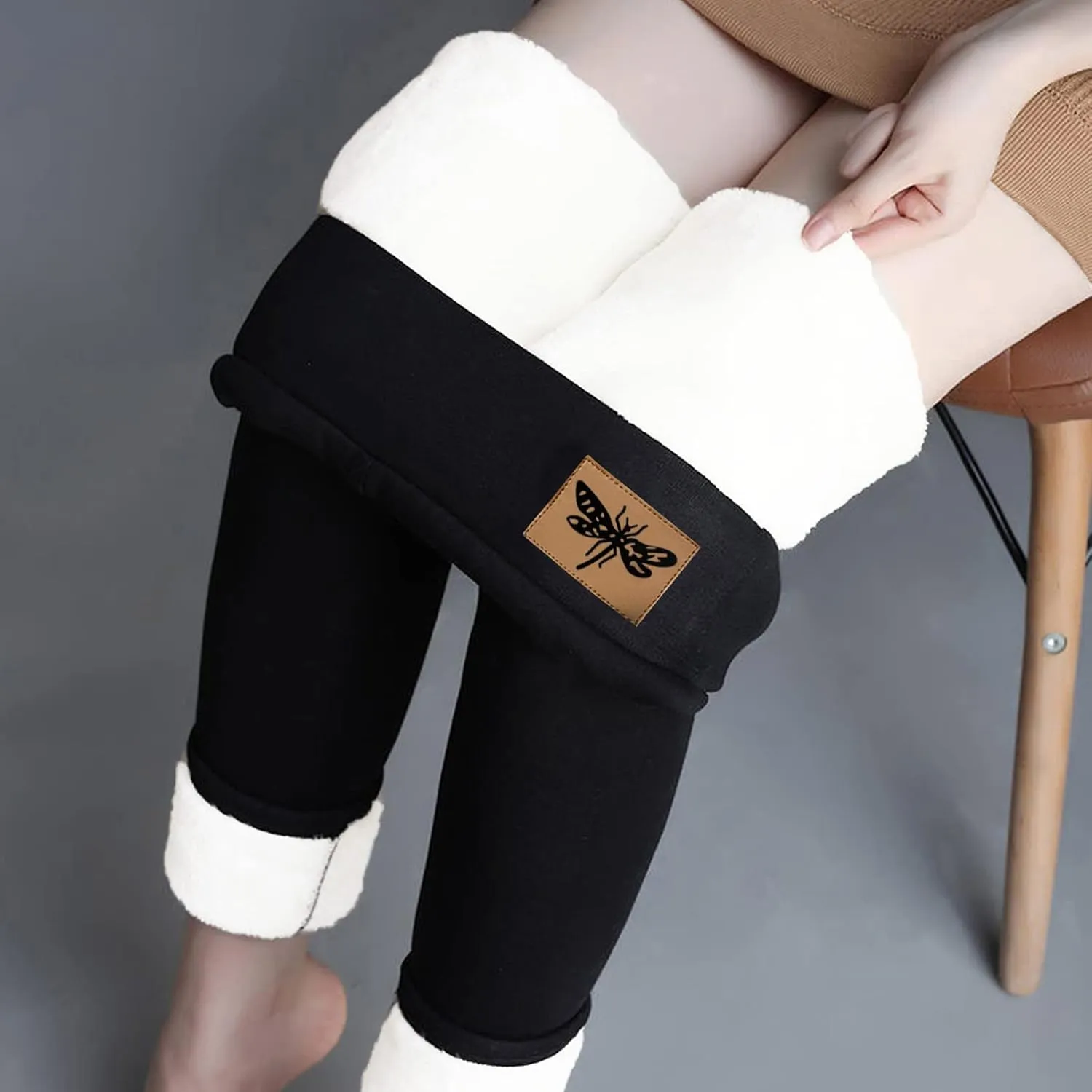 Fleece Lined Pants Women Yoga Pants Elastic High Waist Plush Yoga Pants Thermal Velvet Pants